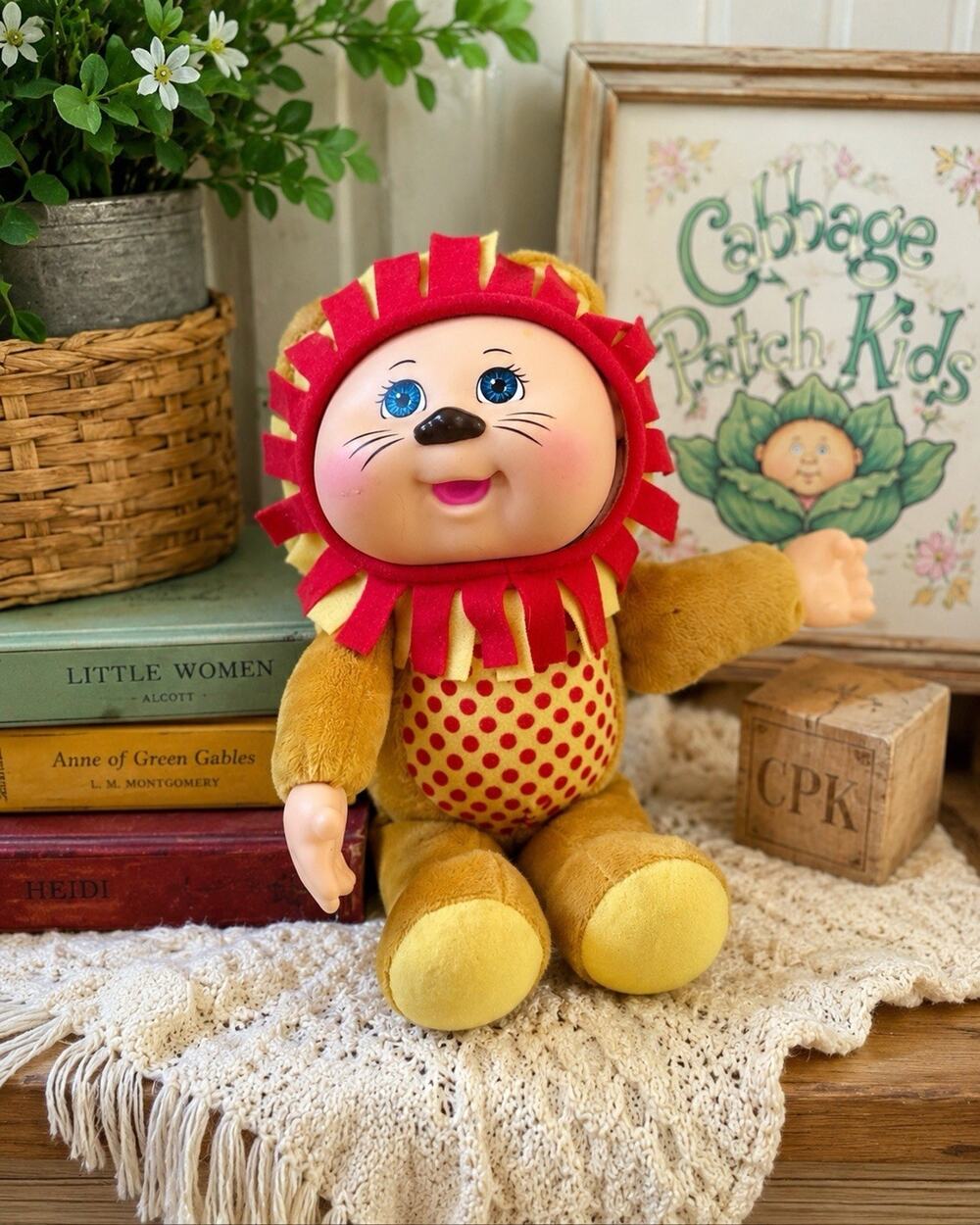 Cabbage Patch Kids CPK Lion Plush Doll Blue Eyes Soft Stuffed Animal 12”